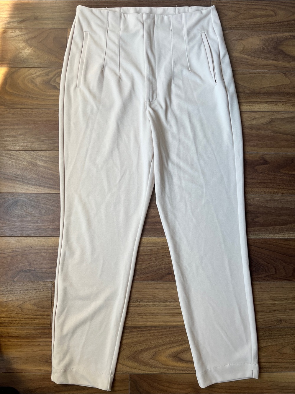 Urban Heritage Women's Cream Trousers with Pockets High Waisted Formal Size XL